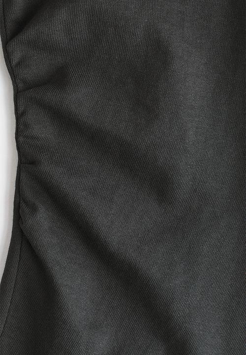 H&M - Gathered cotton jersey top - dark grey