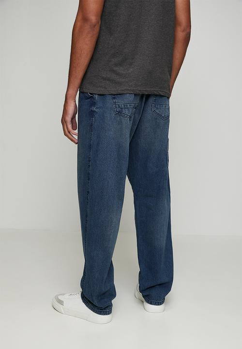 Brave Soul - Wide Leg Denim Jean - Mid Blue Regular Length