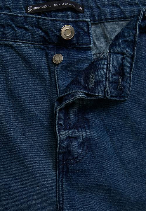 Brave Soul - Wide Leg Denim Jean - Mid Blue Regular Length