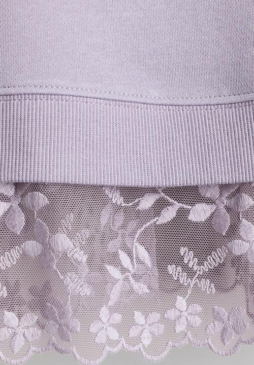 H&M - Double-layered motif-detail sweatshirt - light dusty purple/rainbow
