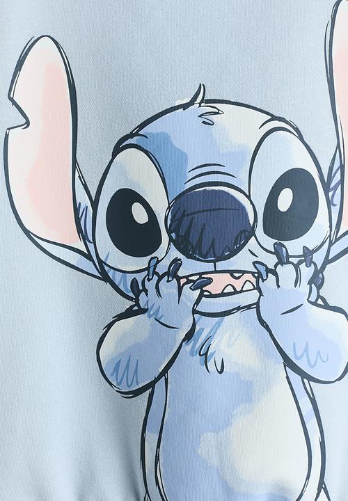 H&M - Print-motif sweatshirt - light blue/lilo & stitch