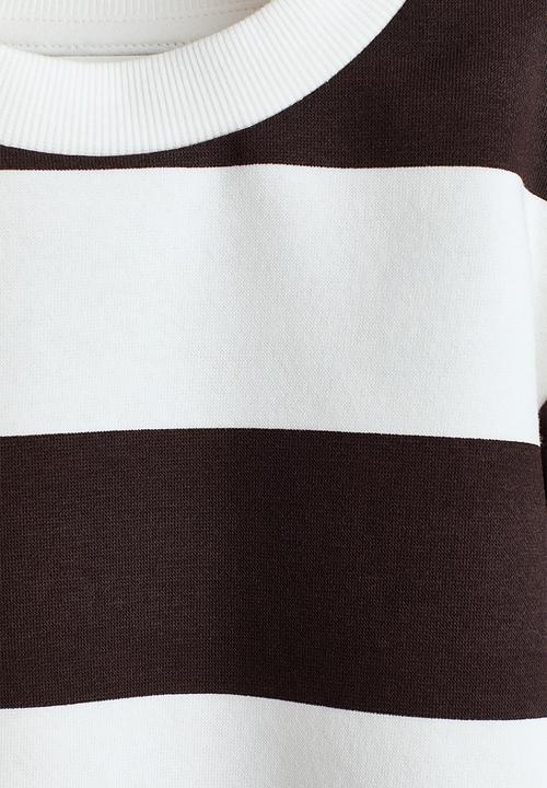 H&M - Printed brushed-inside sweatshirt - dark brown/striped