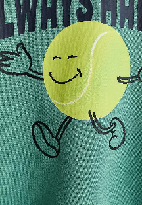 H&M - Printed brushed-inside sweatshirt - green/always happy