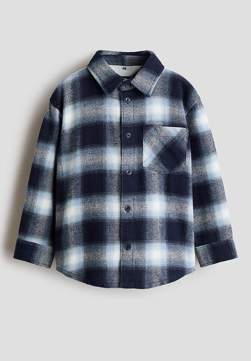 H&M - Cotton flannel shirt - navy blue/checked