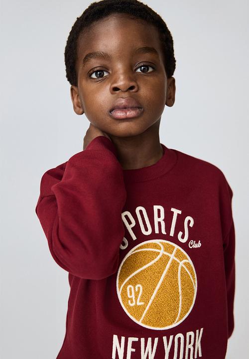 H&M - Motif-detail sweatshirt - dark red/basketball