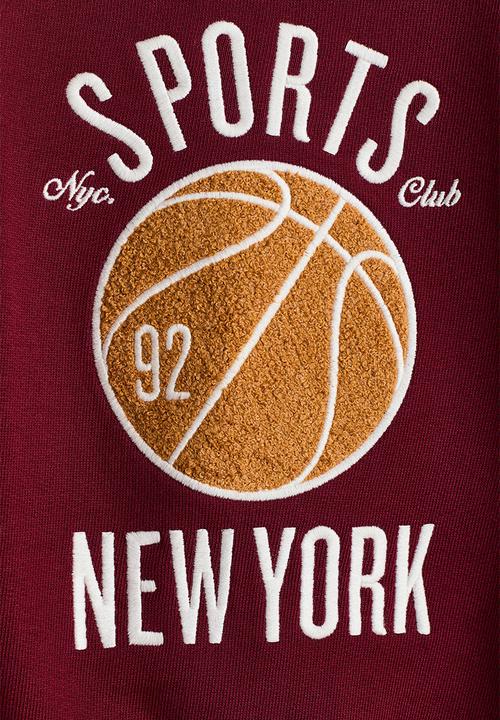 H&M - Motif-detail sweatshirt - dark red/basketball