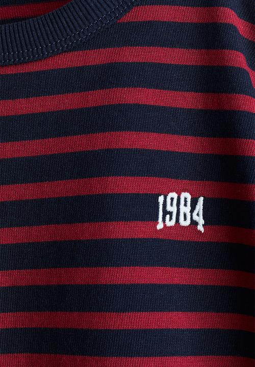 H&M - Motif-detail long-sleeved T-shirt - red/striped