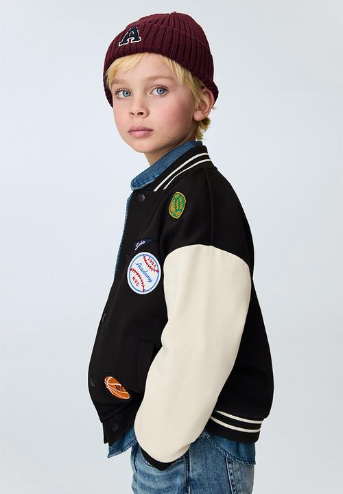 H&M - Motif-detail baseball jacket - black/colour block