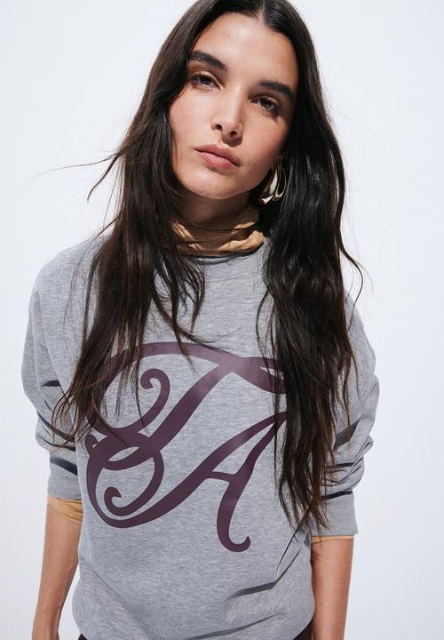 H&M - Motif-detail sweatshirt - grey/ta