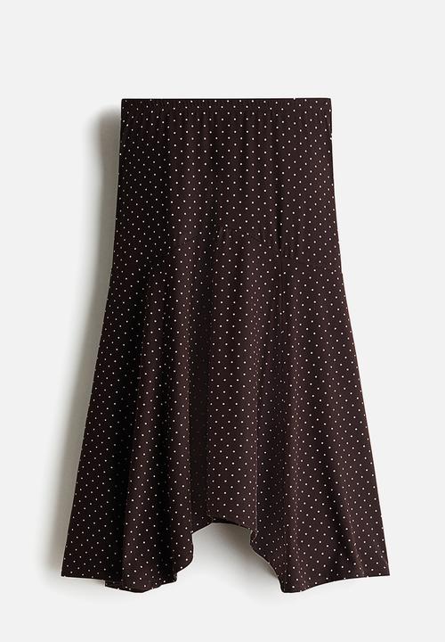 H&M - A-line jersey skirt - dark brown/spotted