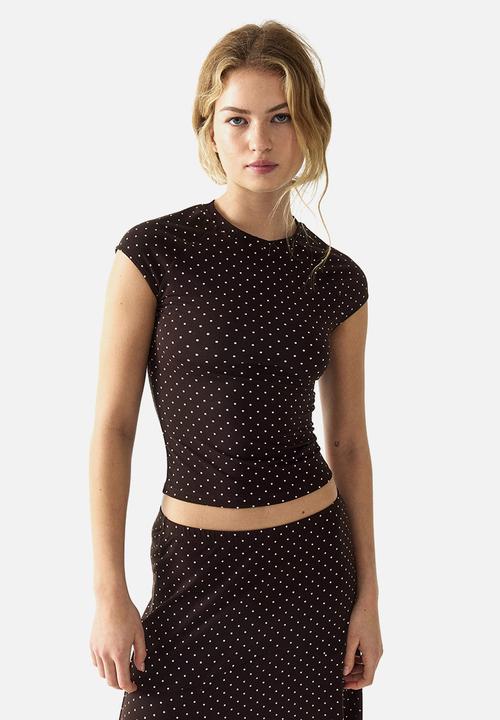 H&M - A-line jersey skirt - dark brown/spotted