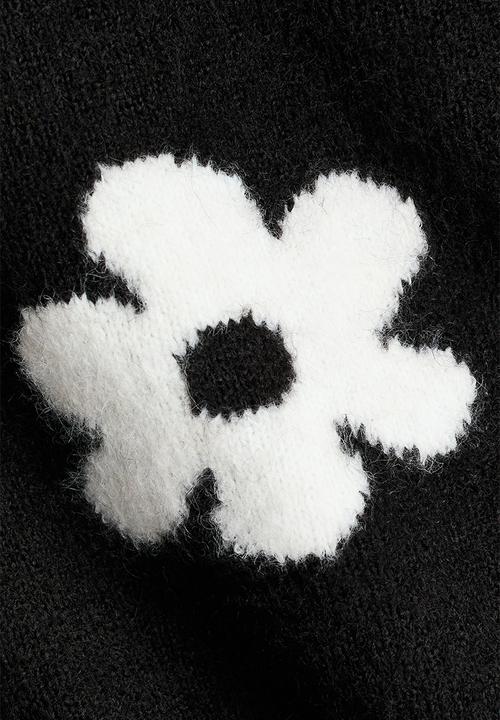 H&M - Jacquard-knit jumper - black flowers
