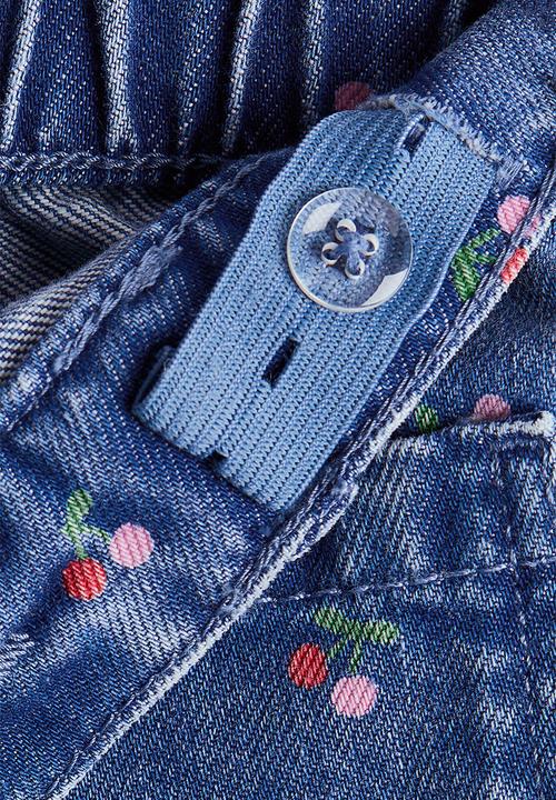 H&M - Wide leg printed jeans - denim blue/cherries