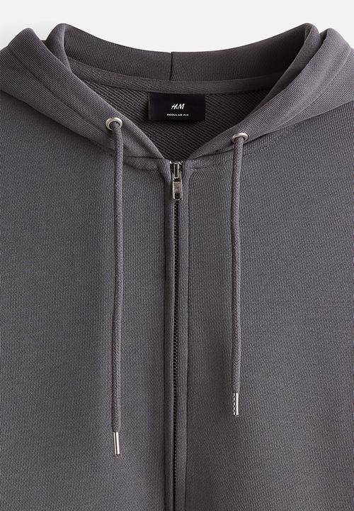 H&M - Regular fit zip-through hoodie - dark grey