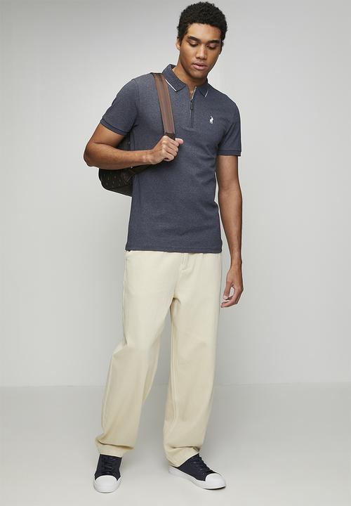 POLO - Milton Tipped 1/4 Zip Ss Golfer - Navy