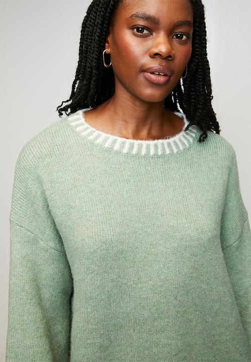 Stella Morgan - L/S Easy Wearing Melange Sweater - Sage