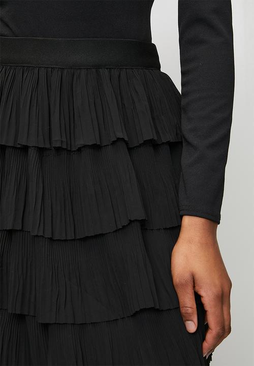 Stella Morgan - A Line Multi Layered Maxi Mesh Skirt  - Black