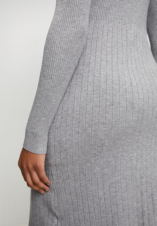 Stella Morgan - L/S High Neck A-Line Sweater Dress - Grey