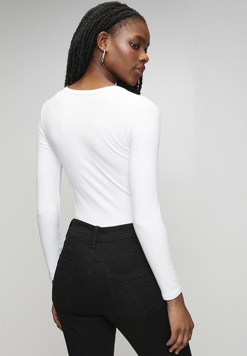 Steve Madden - Ladies billy long sleeve bodysuit - white