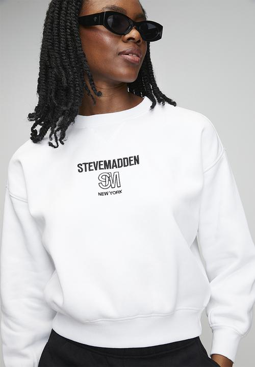 Steve Madden - Ladies clara oversized crew neck sweat - white