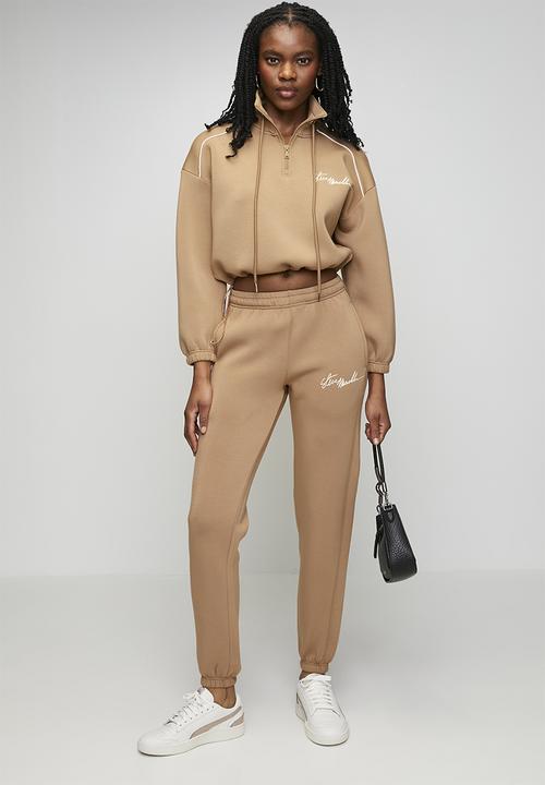 Steve Madden - Ladies nora 1/4 zip scuba sweat - mid caramel