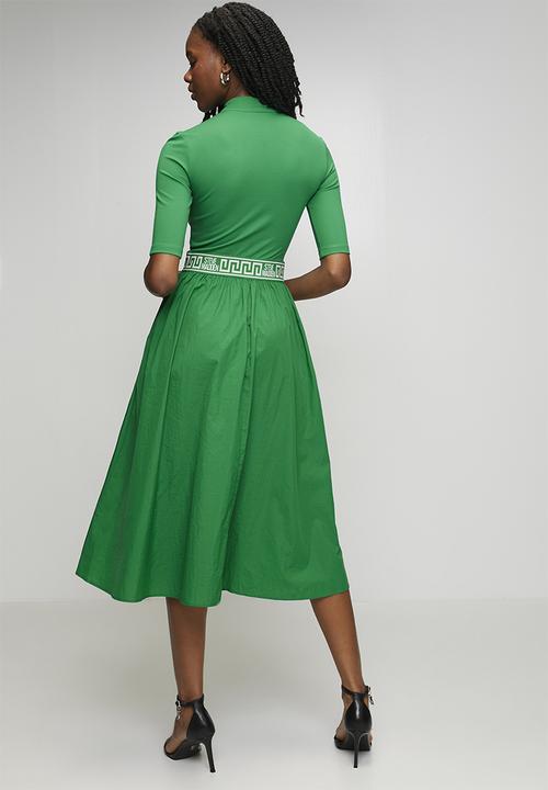 Steve Madden - Ladies india fit & flare 1/4 zip midi dress - emerald green