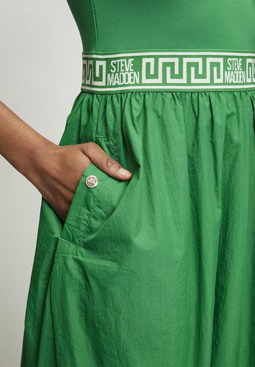 Steve Madden - Ladies india fit & flare 1/4 zip midi dress - emerald green