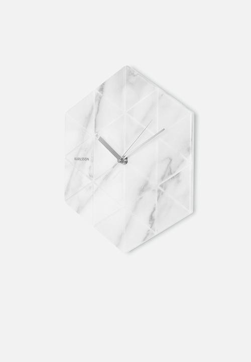 Present Time - Marble hexagon wall clock