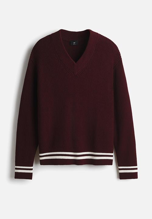 H&M - Boxy fit rib-knit jumper - burgundy