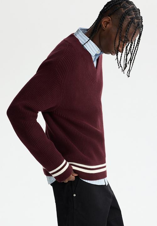 H&M - Boxy fit rib-knit jumper - burgundy