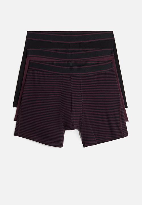 H&M - 3 pack mid trunks - dark purple striped
