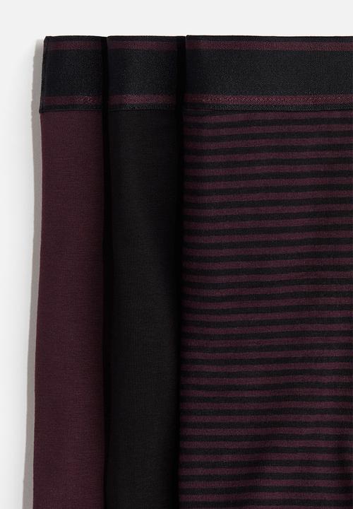 H&M - 3 pack mid trunks - dark purple striped