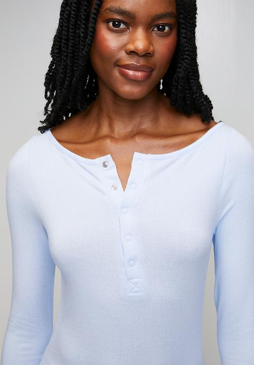 Cotton On - Supersoft boat neck henley long sleeve set - violet blue