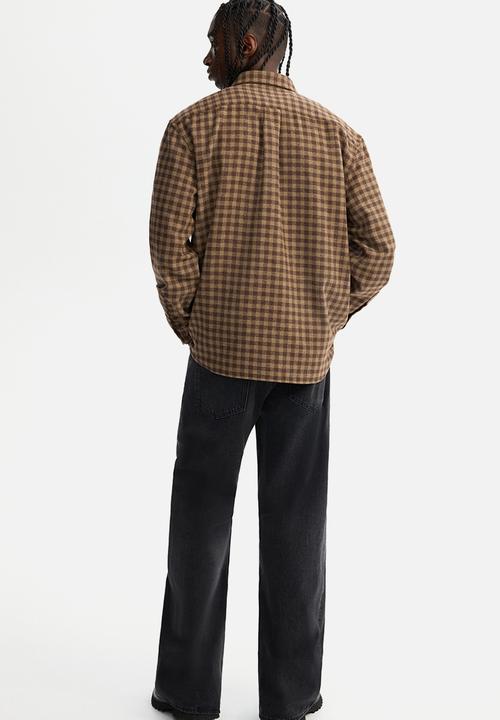 H&M - Relaxed fit wool-blend shirt - dark mole/checked