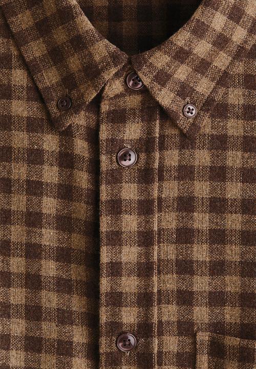 H&M - Relaxed fit wool-blend shirt - dark mole/checked