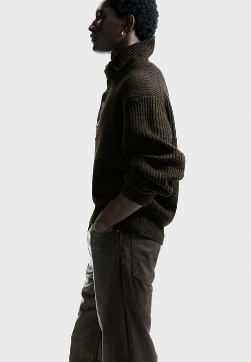 H&M - Relaxed fit coated trousers - brown
