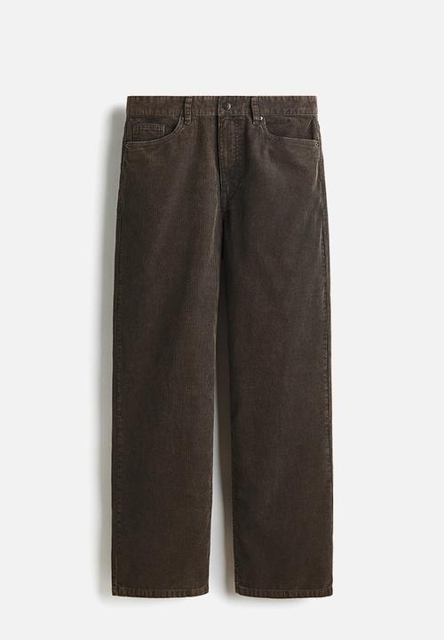 Relaxed fit corduroy trousers- dark grey - 1306121001