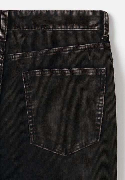 H&M - Relaxed fit corduroy trousers - denim black