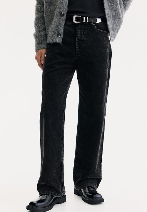 H&M - Relaxed fit corduroy trousers - denim black