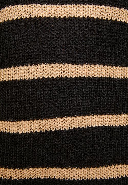 Brave Soul - Half Zip Neck Dress With Stripe - Black/Biscuit