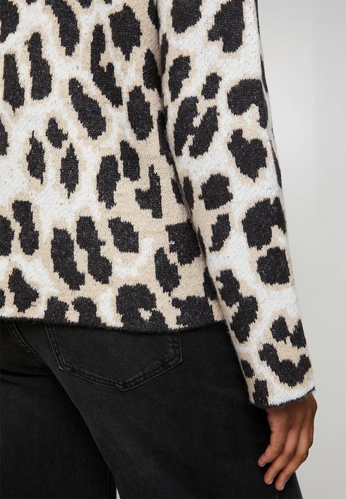 Brave Soul - Crew Neck Animal Jacquard Jumper - Charcoal/Animal Mix