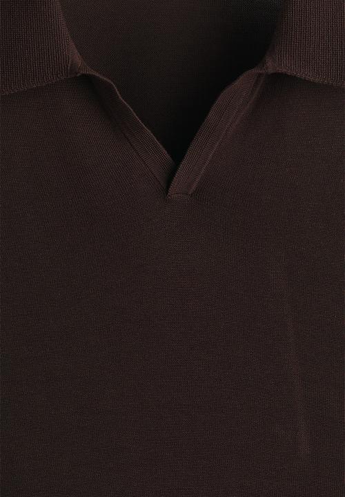 H&M - Regular fit v-neck polo shirt - dark brown