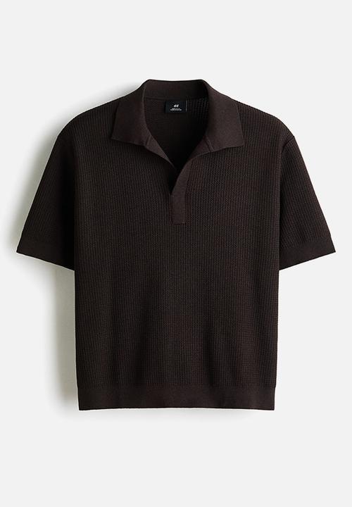 H&M - Regular fit knitted polo shirt - dark brown