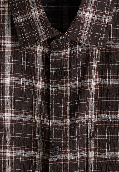 H&M - Loose fit shirt - brown/checked