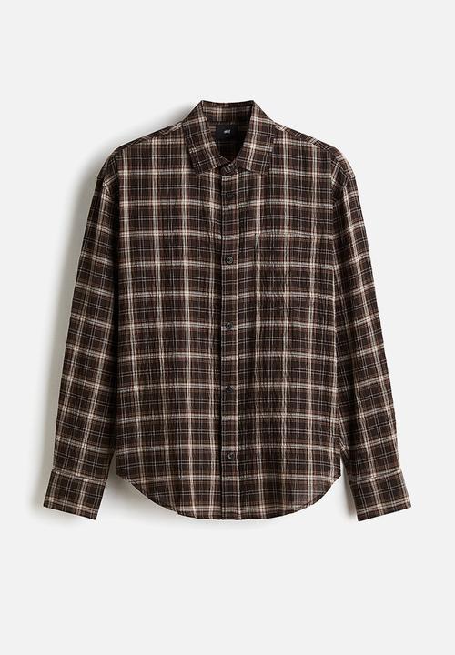 H&M - Loose fit shirt - brown/checked
