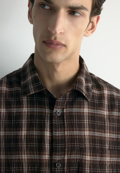 H&M - Loose fit shirt - brown/checked
