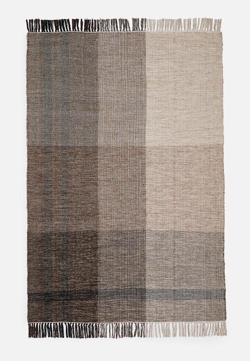 Alto Check Cotton Woven Rug Natural