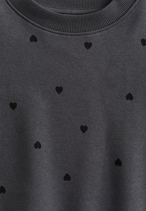 H&M - Frilled sweatshirt - dark grey/hearts