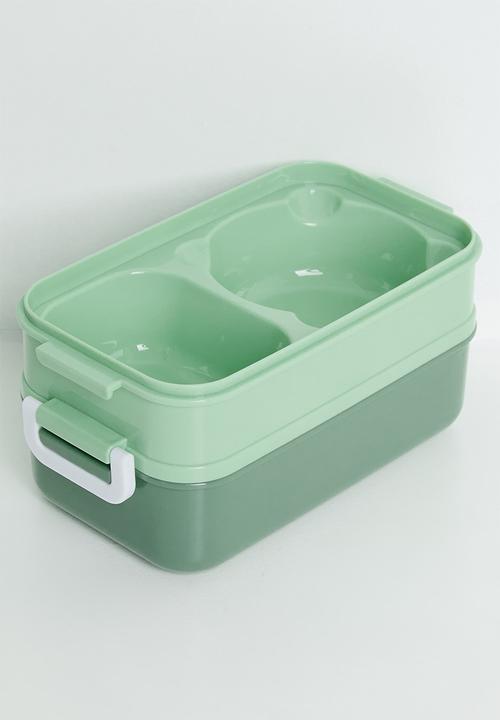 Pop Candy - Double tier lunchbox with utensils - green