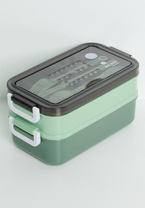 Pop Candy - Double tier lunchbox with utensils - green